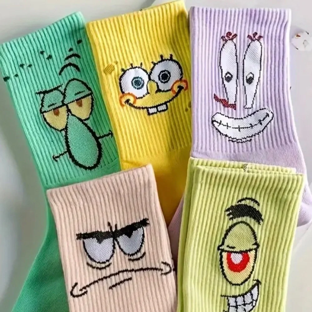 SpongeBob Socks Bundle Collection Set 5 Pairs Nickelodeon Patrick Squidward NEW